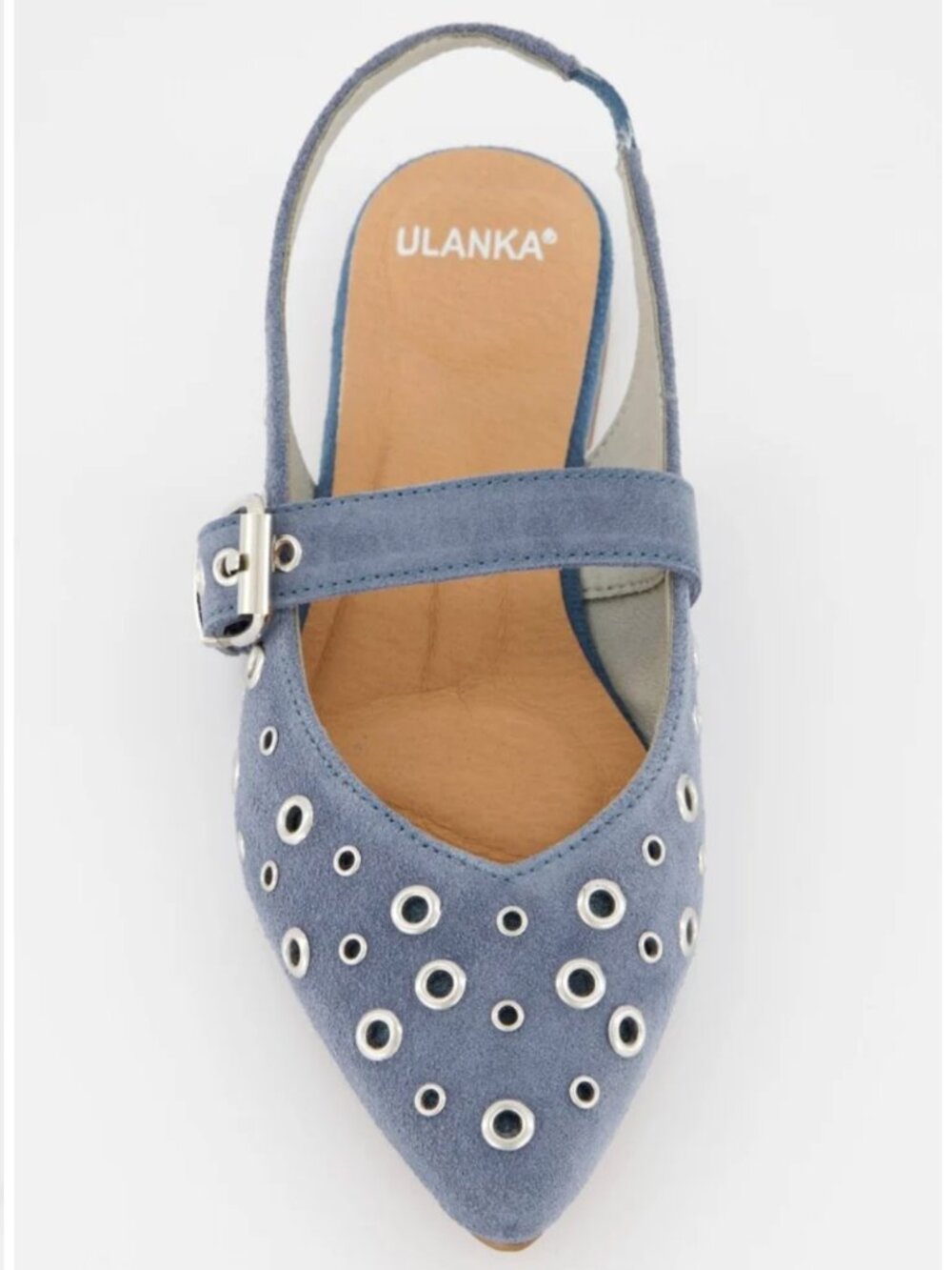 ULANKA BLUE SUEDE GROMMET FLATS - MONDE - SIZE EU 39